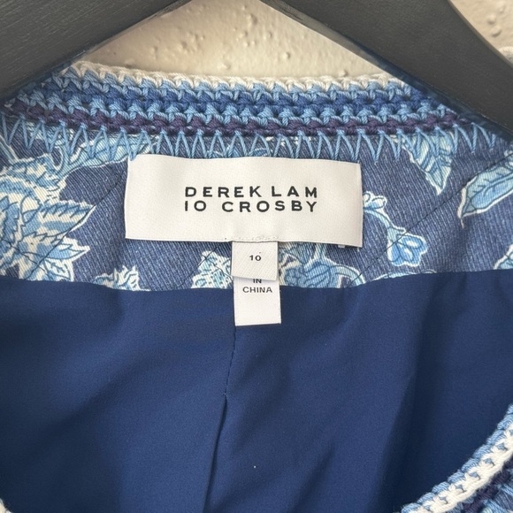 10‎ Crosby Derek Lam Aster Quilted Jacket 10 Blue Floral Crochet Coastal Prep - Picture 6 of 11